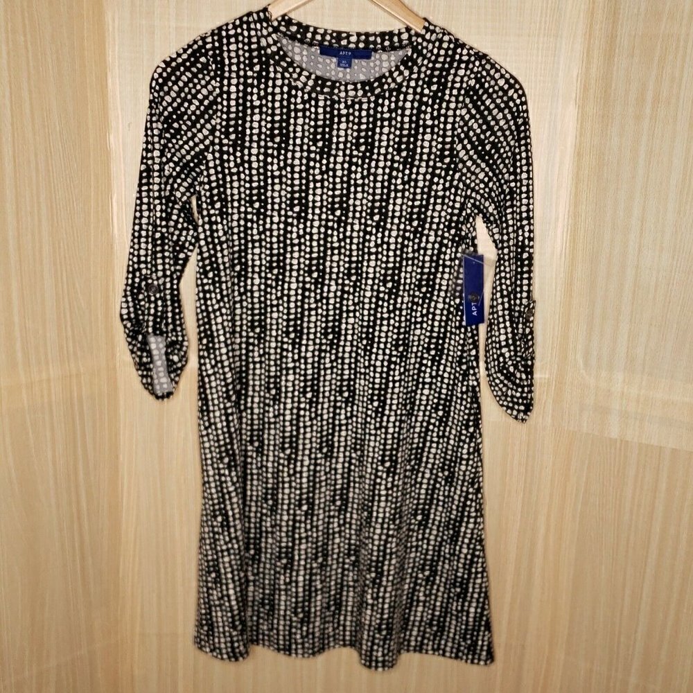 Apt. 9 Womens New Polka-dot Stretch Shirt Dress XS
